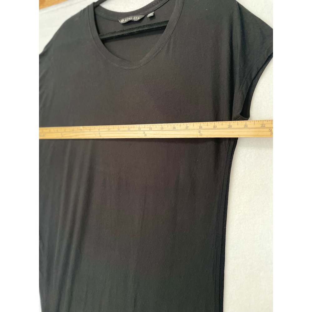 Athleta Maxi Dress Womens Small Tall Black Modal Spandex Asymmetrical Cap Sleeve - Picture 5 of 10